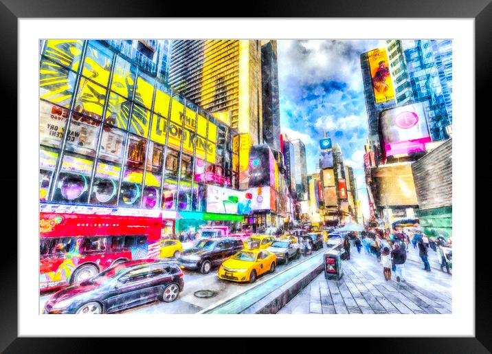 Times Square New York Art Framed Mounted Print by David Pyatt