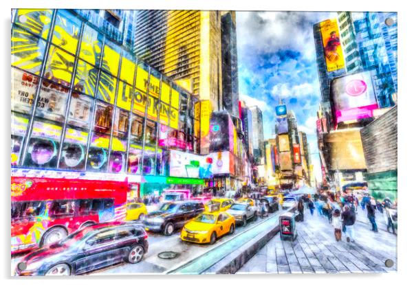 Times Square New York Art Acrylic by David Pyatt