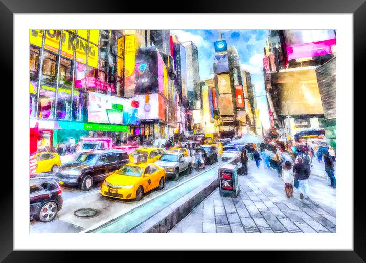 New York Times Square Art Framed Mounted Print by David Pyatt