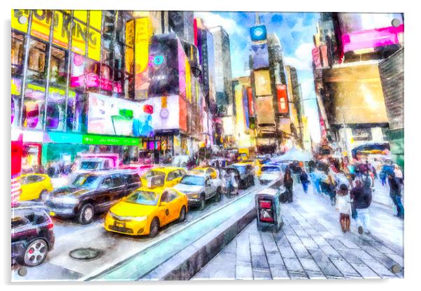 New York Times Square Art Acrylic by David Pyatt