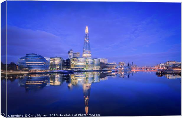 The Shard reflected in the River Thames London  Canvas Print by Chris Warren