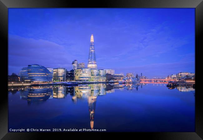 The Shard reflected in the River Thames London  Framed Print by Chris Warren