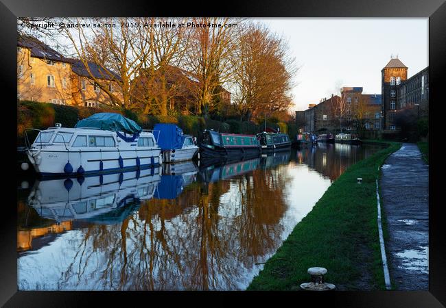 HOMES ON THE CANAL Framed Print by andrew saxton