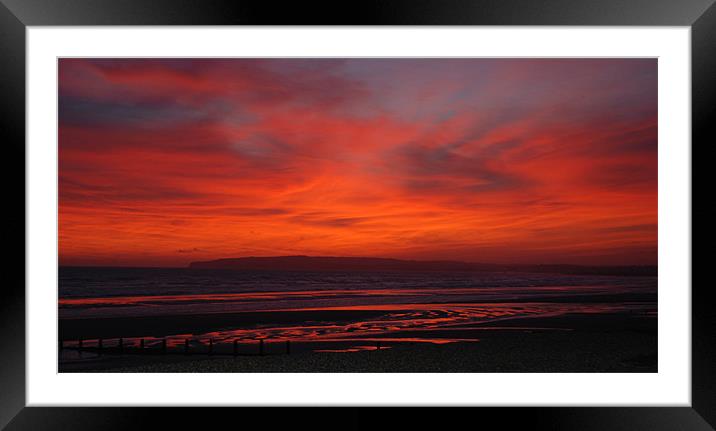 Camber Sands Sunset Framed Mounted Print by Liam Kearney
