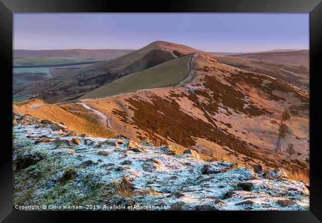 Peak District - Great Ridge in Winter from Mam Tor Framed Print by Chris Warham
