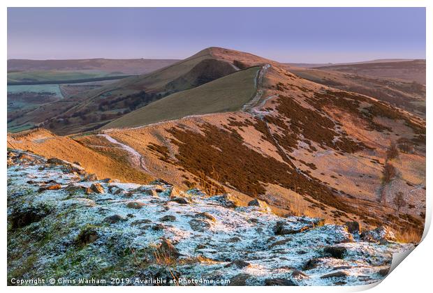Peak District - Great Ridge in Winter from Mam Tor Print by Chris Warham