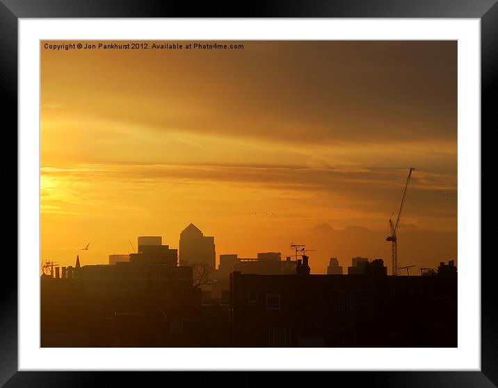 Golden Sunrise at Canary Wharf Framed Mounted Print by Jonathan Pankhurst