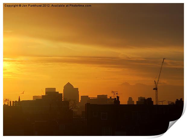 Golden Sunrise at Canary Wharf Print by Jonathan Pankhurst
