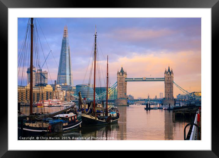 Tower Bridge and The Shard London Framed Mounted Print by Chris Warren