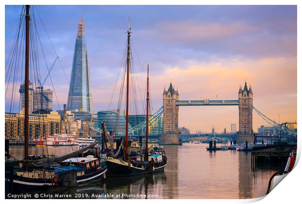 Tower Bridge and The Shard London Print by Chris Warren