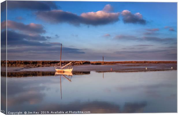 Solitary Boat at Burnham Overy  Canvas Print by Jim Key