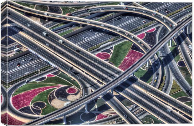 Dubai Roads From The Air Canvas Print by David Pyatt