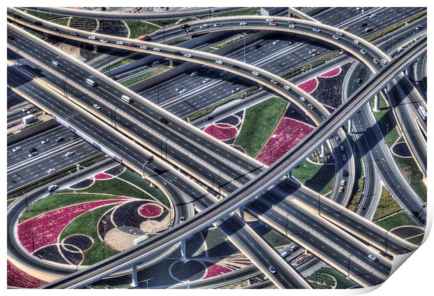 Dubai Roads From The Air Print by David Pyatt