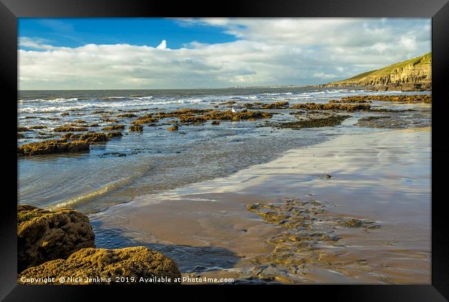 Dunraven Bay Looking West Framed Print by Nick Jenkins