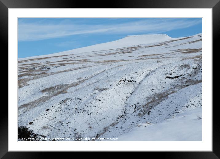 Brecon Beacons covered in snow Framed Mounted Print by Andrew Bartlett