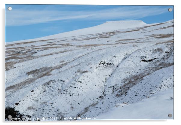 Brecon Beacons covered in snow Acrylic by Andrew Bartlett