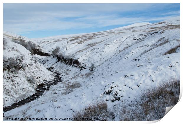 Brecon Beacons covered in snow Print by Andrew Bartlett