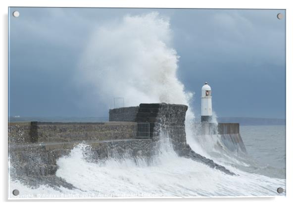 Huge waves at Porthcawl, South Wales, UK. Acrylic by Andrew Bartlett