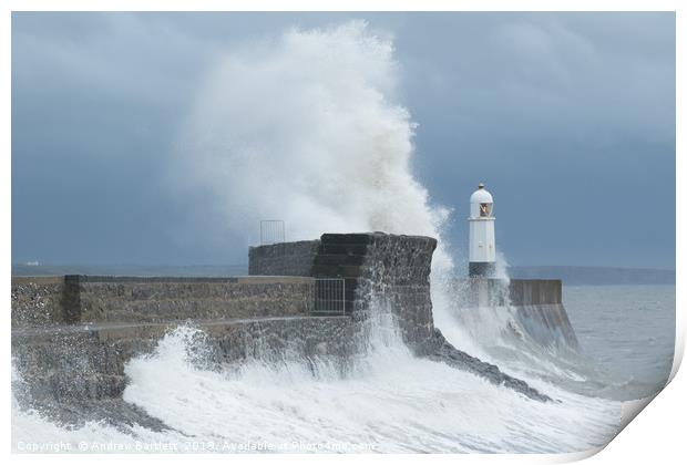 Huge waves at Porthcawl, South Wales, UK. Print by Andrew Bartlett