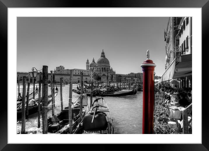 The Red Pole - B&W Framed Mounted Print by Tom Gomez
