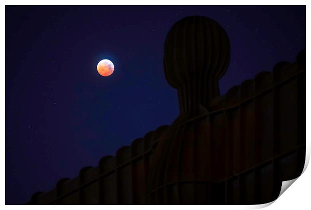 Super Blood Wolf Moon 2019 Angel of the North Print by Paul Appleby