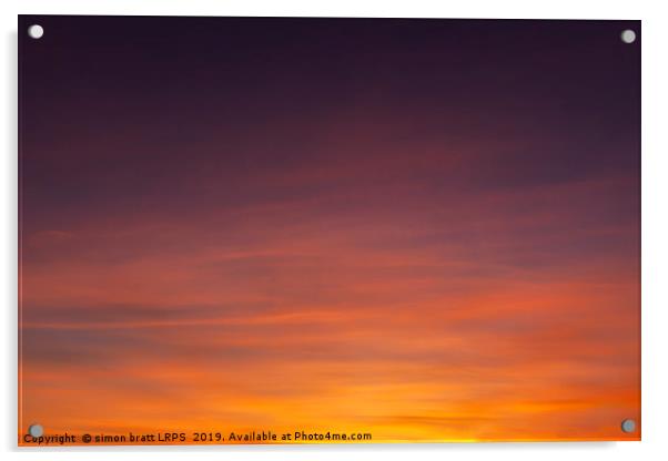 Stunning sunset colorful sky with wispy clouds Acrylic by Simon Bratt LRPS