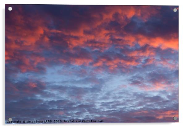Dramatic pink sunset cloudscape 72 Acrylic by Simon Bratt LRPS