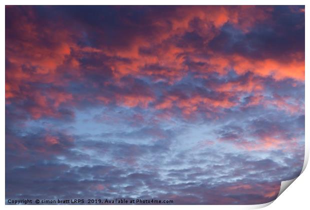 Dramatic pink sunset cloudscape 72 Print by Simon Bratt LRPS