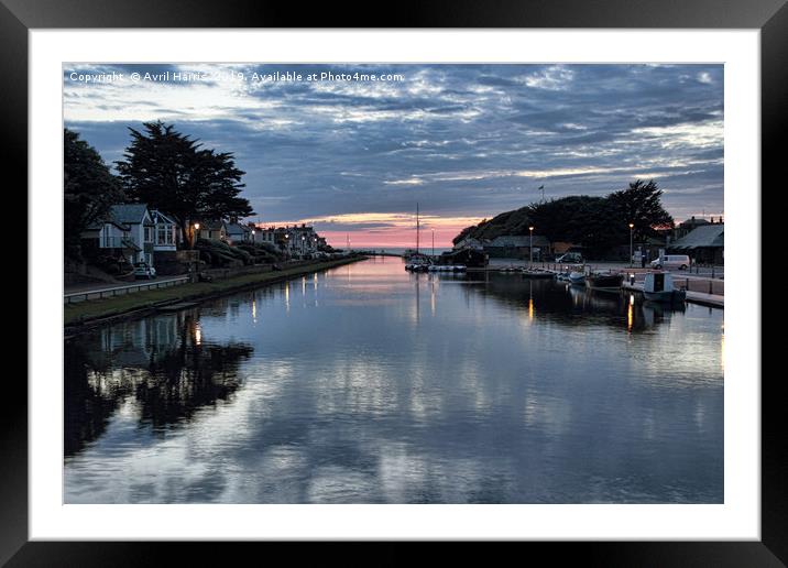 Sunset on the Bude Canal. Framed Mounted Print by Avril Harris