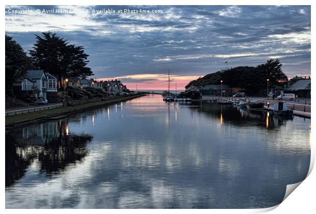Sunset on the Bude Canal. Print by Avril Harris