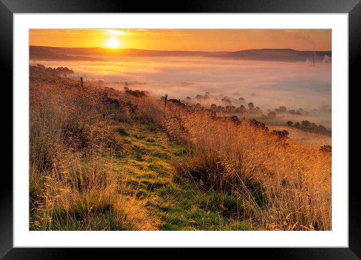 Hope valley Autumn sunrise, Derbyshire Framed Mounted Print by John Finney