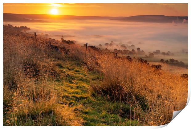 Hope valley Autumn sunrise, Derbyshire Print by John Finney