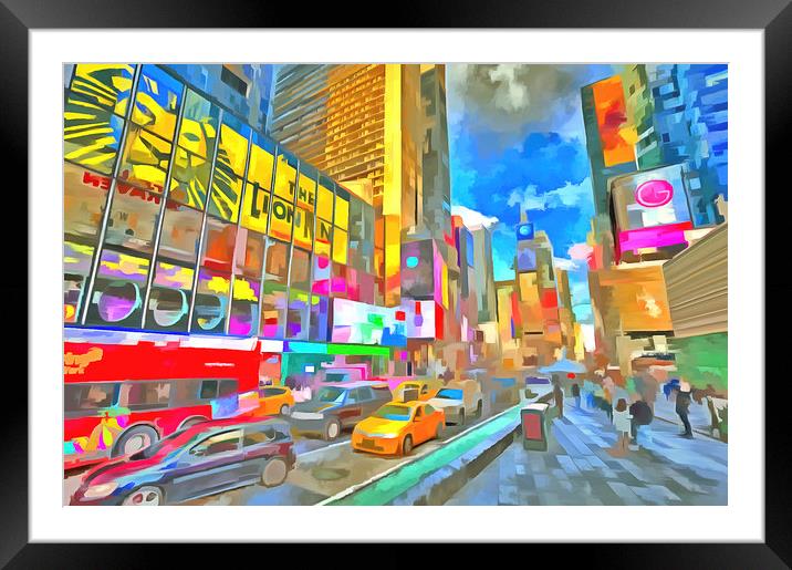 Times Square Pop Art Framed Mounted Print by David Pyatt