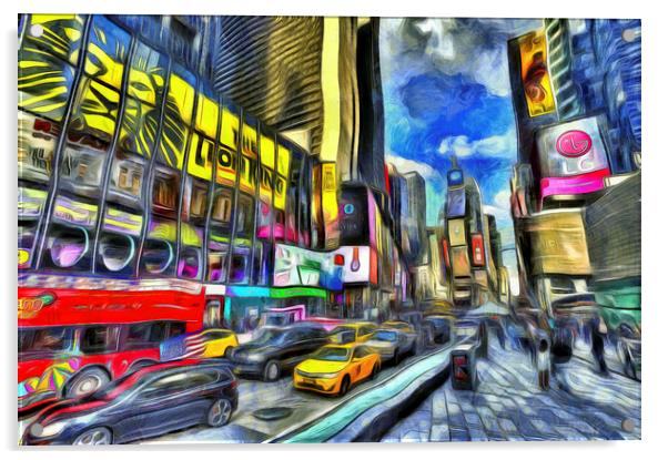 Times Square Van Gogh Acrylic by David Pyatt