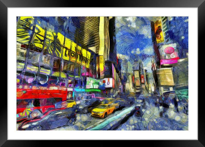 Times Square Van Gogh Framed Mounted Print by David Pyatt