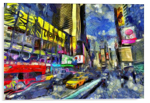 Times Square Van Gogh Acrylic by David Pyatt