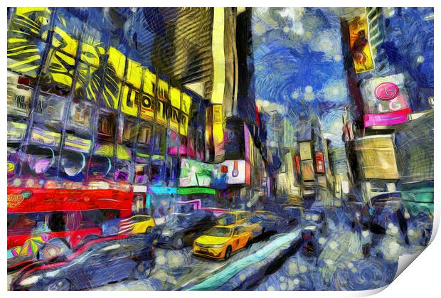 Times Square Van Gogh Print by David Pyatt