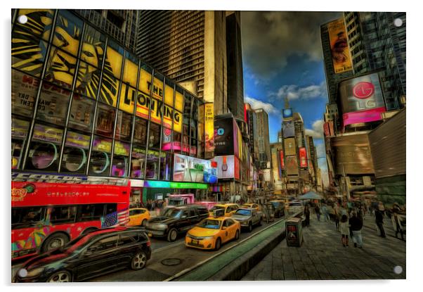 New York Art Times Square Acrylic by David Pyatt