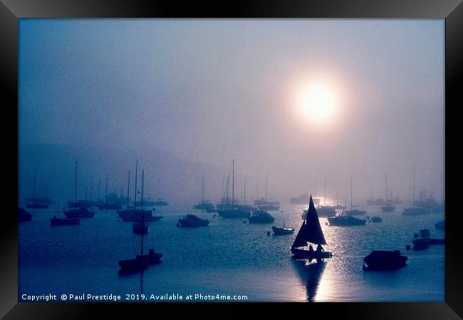 Sailing in the Mist, Brixham Framed Print by Paul F Prestidge