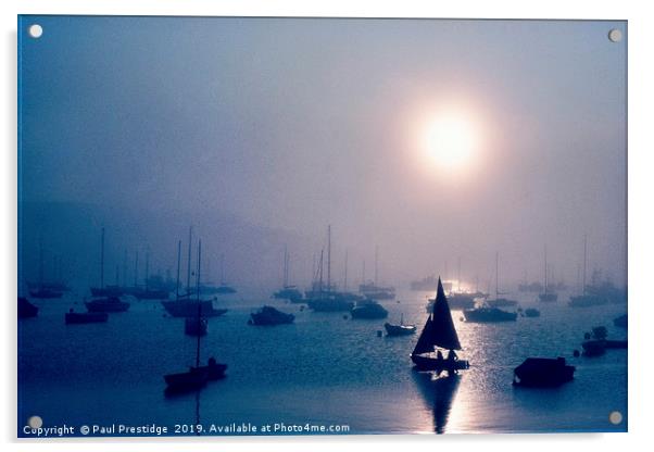 Sailing in the Mist, Brixham Acrylic by Paul F Prestidge