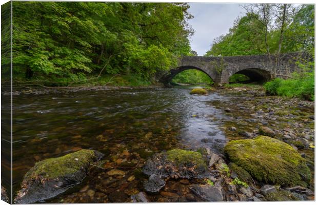 A bridge over the river Brathay Canvas Print by Images of Devon