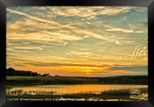 Radiant Sky over Brancaster Marsh Framed Print by Heidi Hennessey