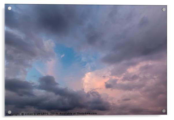 Beautiful cloudscape with pinks and greys 0671 Acrylic by Simon Bratt LRPS
