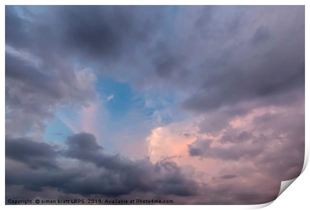 Beautiful cloudscape with pinks and greys 0671 Print by Simon Bratt LRPS