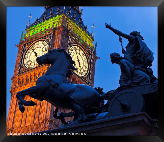Big Ben Westminster London in evening light Framed Print by Chris Warren