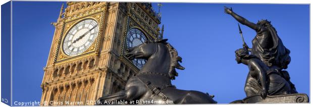 Big Ben & Boadicea's Horse Westminster London Canvas Print by Chris Warren