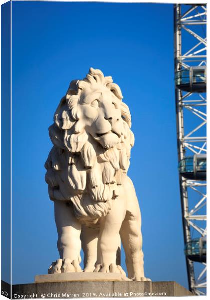 South Bank Lion with London Eye London Canvas Print by Chris Warren