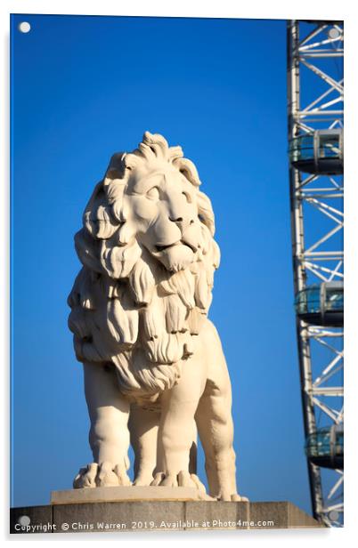 South Bank Lion with London Eye London Acrylic by Chris Warren