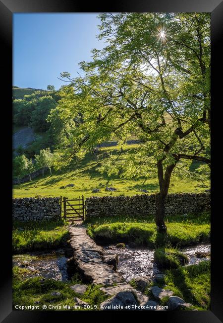 Bridge over Malham Beck Malham Yorkshire Framed Print by Chris Warren