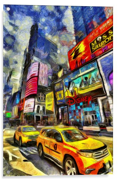 New York Taxis Art Acrylic by David Pyatt